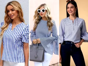 بهترین مدل‌ های شومیز زنانه تترون راه‌ راه