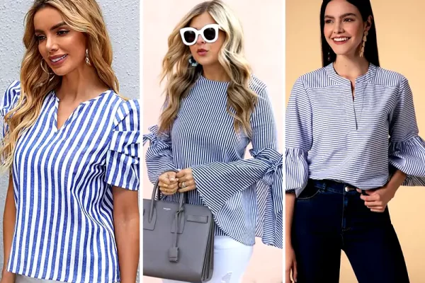 بهترین مدل‌ های شومیز زنانه تترون راه‌ راه