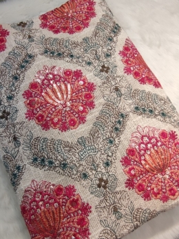 پارچه جوت ضخیم سوزندوزی نیلوفر