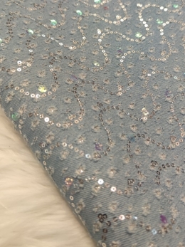 پارچه جین پولک دوزی طرح موج