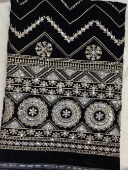 پارچه مخمل سوزن دوزی حاشیه دار پولک دوزی