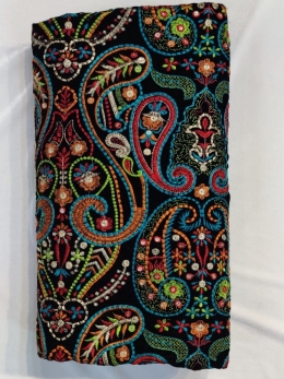 پارچه مخمل سوزن دوزی بته جقه الوان