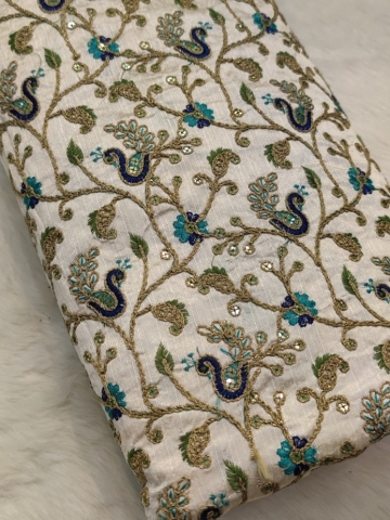 پارچه تافته سوزندوزی طرح طاووس