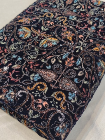 پارچه مخمل سوزن دوزی هندی سرمه دوزی